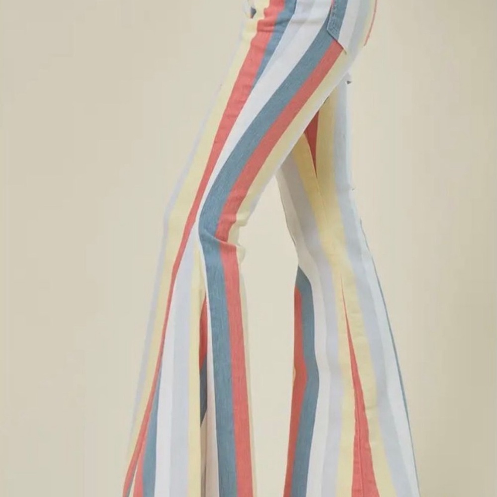 NEW - Wisteria Lane Striped Bell Bottom Jeans - Picture 4 of 4